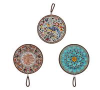 Trivets Coasters Set 3pcs Table Mats ceramics Coaster washable Round Placemat Retro non-slip Drink Coffee Coasters High temperature resistance Place Mats for Home, Kitchen, Hotel, Pans