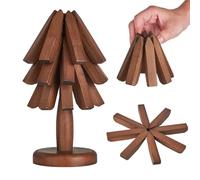 Trivets Tree Set of 3 Trivets for Hot Dishes Hot Pad Bowls and Teapots Coaster for Teapot Potholder Kitchen Gift Multifunctional Ornaments and Easy Storage Bamboo Products