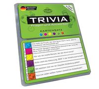 Trivia Quiz Card Set (Green Edition - German), 648 Unique Question Cards from 6 Categories in a Travel Box, Pub Games for Adults and Fun Party Game for Friends and Families