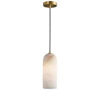 TRIVIDHA Alabaster Pendant Light White Marble Pendant Lights For Kitchen Island Cylinder Stone Hanging Lighting Gold Brass Hanging Lamp E14 Base For Living Room Bedroom Cafe Dining Room
