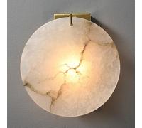 TRIVIDHA Alabaster Sconce Round Marble Wall Lamp Gold Brass Base Wall Mount Light E14 Base Stone Wall Light Modern Design Decor Marble Sconce Lighting For Living Room Bedroom Bathroom Hallway