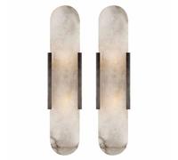 TRIVIDHA Modern Marble Wall Lamps Set Of Two Creative Design Art Wall Light Bathroom Vanity Wall Sconce Lighting Alabaster Wall Lamps For Living Room Bedside Corridor Balcony