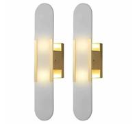 TRIVIDHA Modern Marble Wall Sconce 2 Pack Alabaster Wall Light Bathroom Vanity Wall Lighting Stone Wall Lamps Minimalist Design Art Wall Light For Living Room Bedroom Hallway Balcony