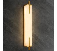 TRIVIDHA Natural Alabaster Wall Sconce Brass Wall Sconce with Stone Shade Rectangular Marble Wall Mounted Light Modern Bathroom Vanity Light for Living Room Kitchen Dining Room