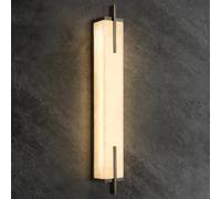 TRIVIDHA Natural Alabaster Wall Sconce Brass Wall Sconce With Stone Shade Rectangular Marble Wall Mounted Light Modern Bathroom Vanity Light For Living Room Kitchen Dining Room