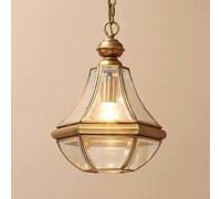 TRIVIDHA Retro Gold Pendant Light Downlight Antique Glass Shade Hanging Lanterns Brass Waterproof Anti-rust Suspension Lamp For Kitchen Dining Room Hallway Indoor Outdoor