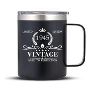Triwol 1945 81st Birthday Gifts for Men and Women, Funny Coffee Mug 81 Birthday Gift for Dad, Son, Husband, Brother, 81st Birthday Gift Present Ideas for Him, 81 Year Old Bday Tumbler Gifts, Black
