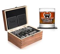 Triwol 40th Birthday Gifts for Men,Vintage 1984 Whiskey Glass and Stones Gift Set of 2,Funny 40 Birthday Gift for Dad Husband Brother,40 Birthday Present Ideas for Him,40 Year Old Bday Decorations