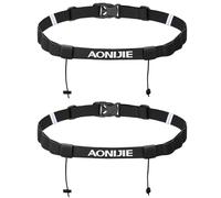 TRIWONDER Running Belt for Triathlon Marathon Adjustable Race Number Belt with 6 Elastic Gel Loops Lightweight Bib Holder (Black - 2 Pack)