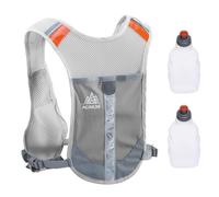 TRIWONDER Running Vest Women Men Reflective Hydration Running Backpack Water Vest Hydration Pack for Marathon Hiking Cycling (Grey - with 2 Water Bottles)