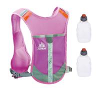TRIWONDER Reflective Hydration Running Vest Hydration Backpack Hydration Vest Running Bag Hydration Pack for Marathon Hiking Cycling (Rose Red - with 2 Water Bottles)