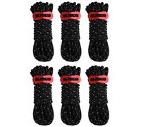 TRIWONDER Tent Guy Ropes 4mm Reflective Paracord Cord Guy Line with Adjuster 4m Tarp Rope for Camping Awning Hammock (Black - 6 Pcs)