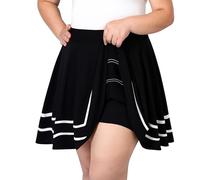 TRIWORKS Plus Size Black and White A-Line Mini Skater Skirt with Shorts Women's Basic Tennis Skirts Casual Stretchy High Waist Flared Pleated Skirt XL
