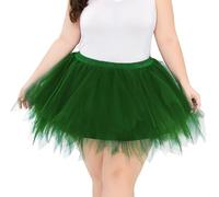 TRIWORKS Plus Size Green Tutu Adult Women Ballet Bubble Tulle Skirt for Dance Layered Tulle Petticoat Halloween Tutu L