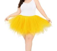 TRIWORKS Plus Size Yellow Tutu Adult Women Ballet Bubble Tulle Skirt for Dance Layered Tulle Petticoat Halloween Tutu 4XL