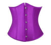 TRIWORKS Women's Purple Underbust Corset Satin Waist Cincher Lace Up Corset Underbust Boned Brocade Waist Training Halloween M