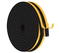 TriXcelent Black 10mm x 6mm Draught Excluder - 10M Long Weather Seal Tape, Self-Adhesive Foam for Large Gaps on Doors and Windows