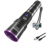 TrixDock UV Torch 365nm Black Light, Rechargeable UV Light Rechargeable with LCD Display, Powerful Ultraviolet Torch for Pet Urine, Stain, Bed Bugs and More [Energy Class A+++]