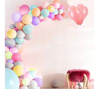 TRIXES 100 X Pastel Balloons -Latex Rainbow Pastel Coloured Balloons - Balloon Arch Set with Balloon strip and Sticky Dots for Weddings, Parties Birthdays & Baby shower