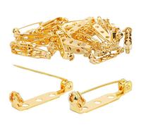 TRIXES 100PC Brooch Pins - Safety Clasp with Back Bar Fastener - 25mm - Gold