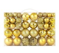 TRIXES 100PCS Gold Christmas Baubles Set - Shatterproof Ornaments for Christmas Tree Decorations in Mixed Sizes