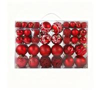 TRIXES 100PCS Red Christmas Baubles Set Shatterproof Ornaments