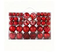 TRIXES 100PCS Red Christmas Baubles Set - Shatterproof Ornaments for Christmas Tree Ornaments - in Mixed Sizes