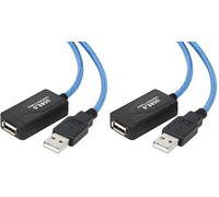 TRIXES 10m USB Extension Cable with Active Repeater - USB 2.0 Male to Female - High-Speed Data Transfer - Compatible with Printers, Keyboards, Wi-Fi Antennas, Game Consoles (Pack of 2)