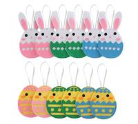 TRIXES 12PCS Easter Hanging Felt Decoration - Spring Home Decor - Chicks and Bunny Themed Ornaments For Wreaths Centre-pieces, Trees and Easter Egg Hunts