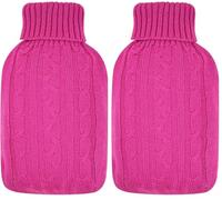 TRIXES 2-Litre Hot Water Bottle Cover - Raspberry Pink - Knitted Protective Case - Retains Heat, Protects User - Cable Knit Design - Fits 2-Litre Variants (Hot Water Bottle NOT Included) (Pack of 2)