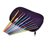 TRIXES 22PC Alluminium Crochet Hook Set with Leather Carry Case | Complete range of hook sizes from 0.6mm to 6.5mm, ideal for beginners and crochet projects