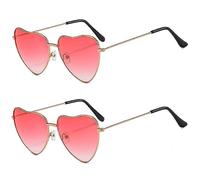 TRIXES 2PC Pack Pink Shade Heart Sunglasses - Fancy Dress Accessory - Hen Do Accessories - Festival Accessories
