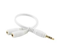 TRIXES 3.5mm Headphone Jack Splitter - White Y-Cable Male to Dual Female Earphone Extender - AUX Splitter - Compatible with Smartphones, Laptops Tablets Gaming Consoles And More