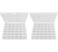 TRIXES 36 Compartment Plastic Bobbin and Spool Storage Case - Organiser Box for Craft Accessories - Bobbins, Needles, Stickers, Pins, Embroidery Floss, Fabric and Sewing Thread (Pack of 2)