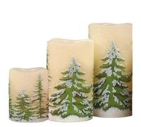 TRIXES 3PC Christmas Tree Flameless LED Candles Battery Operated | Flickering Flameless LED Xmas Tree Candles, 3 Assorted Sizes 10.5cm, 12.5cm & 15cm