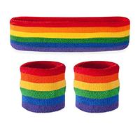 TRIXES 3PC Rainbow Headband and Sweatband Set - Pride Accessories, One Size