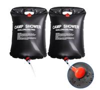 TRIXES 20 LTR Camping Shower x2 - Portable Solar Heated 5 Gallon/ 20 Litre Travel Showers - Two Portable Showers for Fishing, Camping, Hiking, Outdoor Shower - Black