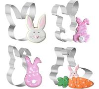 TRIXES 4PCS Easter Bunny Cookie Cutter Set Baking Tools