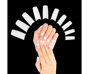 TRIXES 500 Pieces False Nails Tips for Acrylic Nails, Half Cover Fake Nail Extension Tips, Square Acrylic Tips (10 Sizes, White)