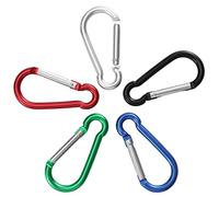 TRIXES 5PC Carabiner Hook Clips - Aluminium Metal Key Ring Clip Pack for Travel & Outdoor Activity - Use for Fishing, Camping, Hiking - Attach to a Keyring, Backpack, Rope & More - Heavy Duty Hooks