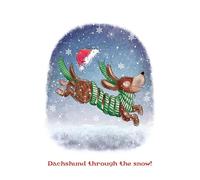 TRIXES 8-Pack Dachshund Through The Snow Christmas Cards - Premium Greeting Cards with Envelopes - Designed And Made In The UK