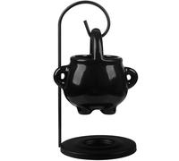 TRIXES Black Cauldron Oil Burner - Hanging Scent Warmer with Stand - Spooky Halloween Home Accessories - Burner for Essential Oils