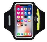 TRIXES Black Running Armband with Key Holder & Earbud Pocket - Fits iPhone 17/16/15 Pro Max/14 Pro/13 Pro Max/12/12 Pro/11/XR/XS/X/8 Plus, Samsung Galaxy & Smartphones Up to 6.7″