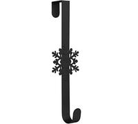 TRIXES Black Snowflake Christmas Wreath Hanger Front Door Hook | Winter Xmas Door Accessory for Home, Office & Parties, Ideal for Hanging Wreaths, Décor & More