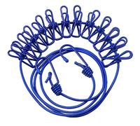TRIXES Blue Long Compact Flexible 12 Peg and 2 Hook Travel Washing Line - 1.8M
