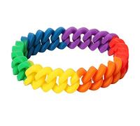 TRIXES Braided Silicone Rainbow Bracelet - Gay Pride LGBTQIA2s+ Festival Accessories - Unisex Friendship Bracelet - Water Resistant Multi Coloured