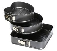 TRIXES Cake Tins x3 NEW Spring Form Shapes Square Round Heart Cake Baking Tray