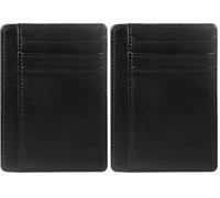 TRIXES Card Holder Wallet Black Vegan Leather - RFID Blocking (Pack of 2)