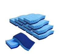 TRIXES Cleaning Sponges - 12 Pack - Double Sided Sponge Layer & Scrubbing Scouring Pad - Ergonomic Shape - Streak Free - Professional Cleaning - Washing Up - Remove Marks - Kitchen Tools