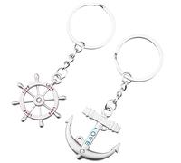TRIXES Couples Keyring - Best Friend Silver Cute Love Anchor and Wheel Keyrings Romantic Gift Marine Boat Chain - Nautical Sailing Themed Couple Pair Friendship Key Chain Pendants